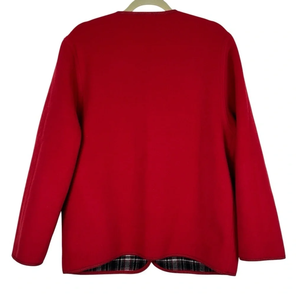 Sonnblick Landhausmoden Virgin Wool Reversible Plaid & Solid Red Jacket Sz. L??